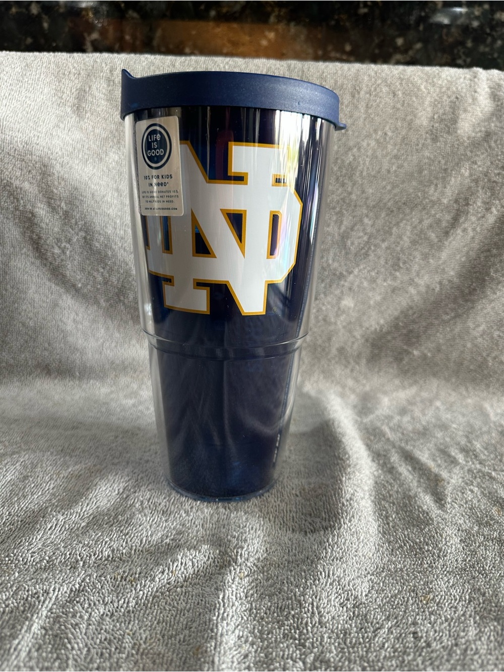 Life Is Good Navy Tumbler with White & Gold ND Logo